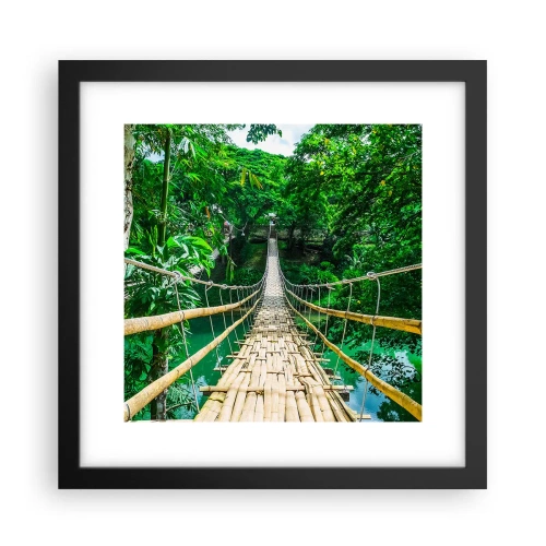 Poster în ramă neagră - Pod de maimuțe peste verdeață - 30x30 cm