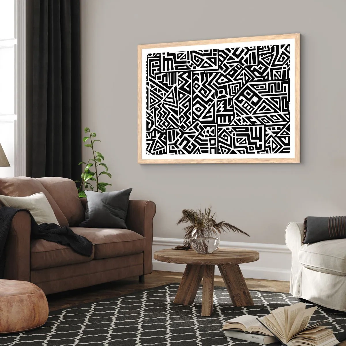 Poster în ramă de stejar deschis - Compoziție precolumbiană - 100x70 cm