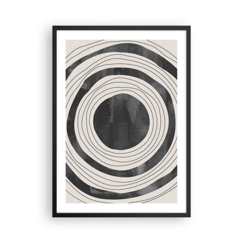 Poster în ramă neagră - Cercuri concentrice abstracte în alb și negru - 50x70cm - Direct la subiect - Decorațiune modernă pentru perete pentru living și dormitor ARTTOR