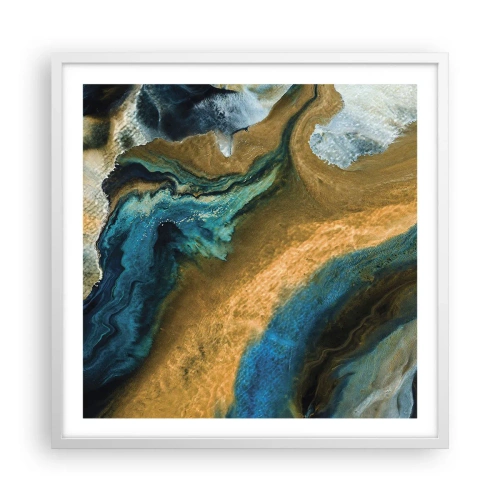 Poster în ramă albă - Albastru - galben - influență reciprocă - 60x60 cm