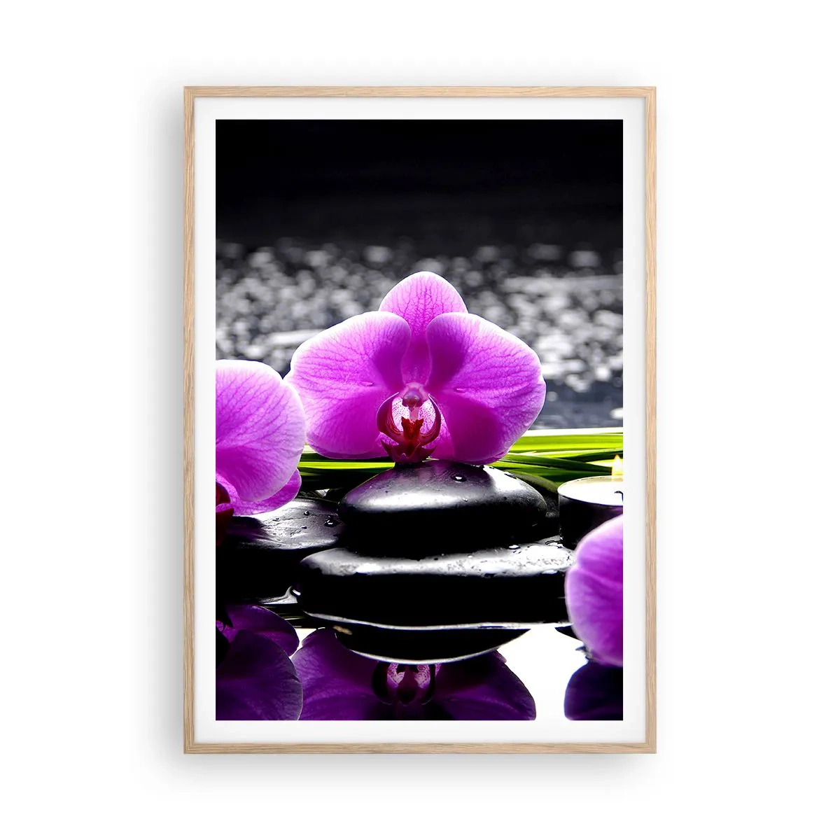 Poster în ramă de stejar deschis - Să te scufunzi în pace și liniște - 70x100 cm