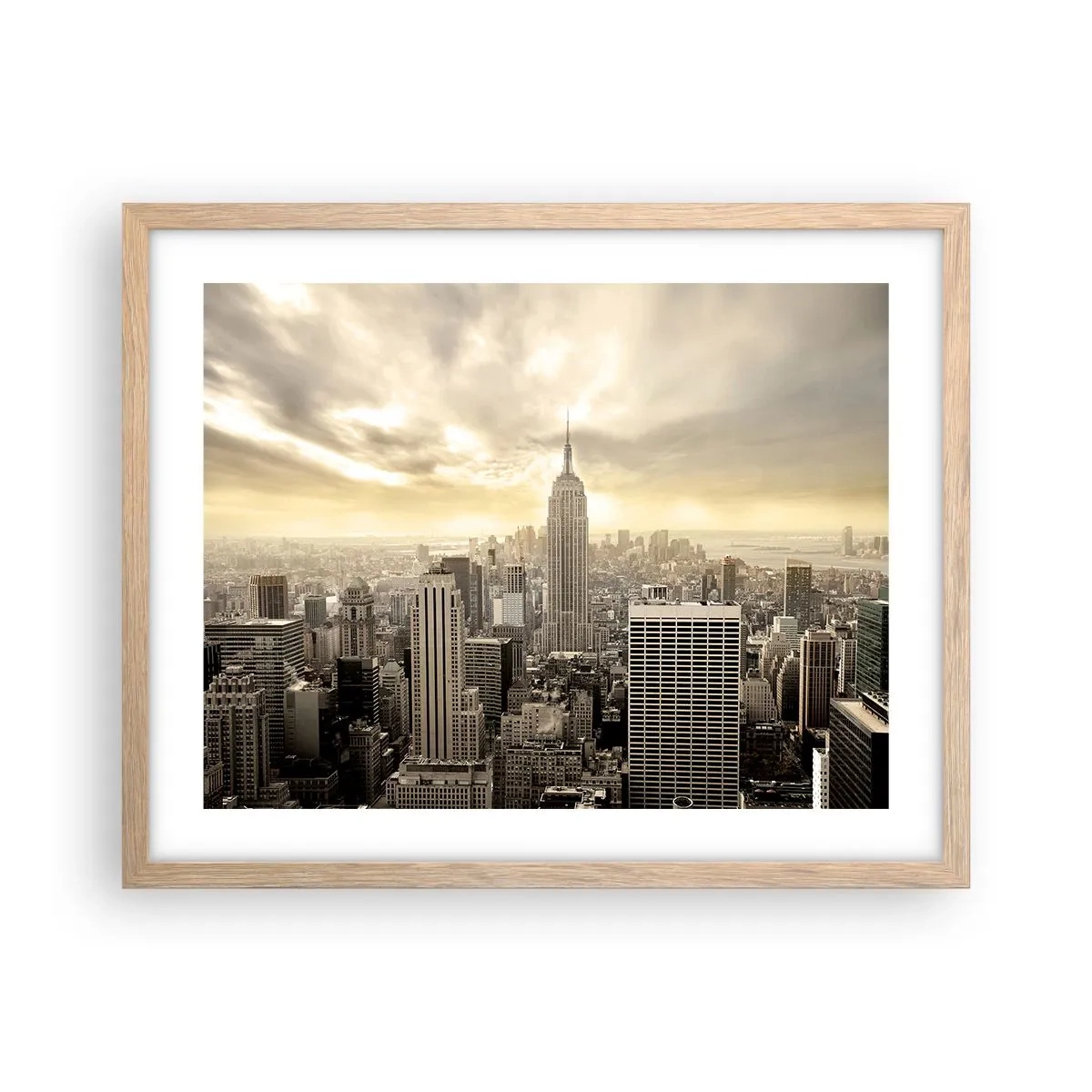 Poster în ramă de stejar deschis - New York țesut din gri - 50x40 cm