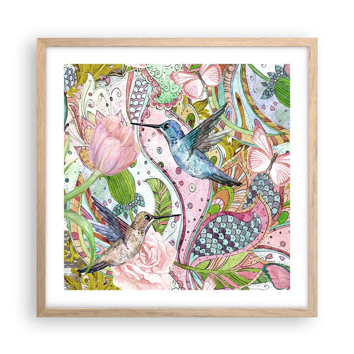 Poster în ramă de stejar deschis - Încurcat în viță de vie - 50x50 cm