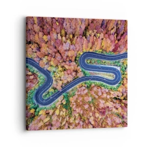 Tablou pe pânză - Un drum șerpuit prin pădure - 30x30 cm