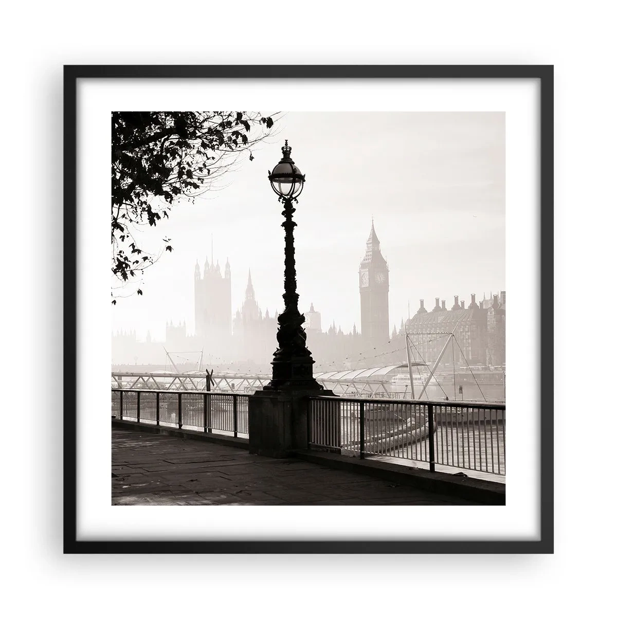 Poster în ramă neagră - Londra de dimineața - 50x50 cm