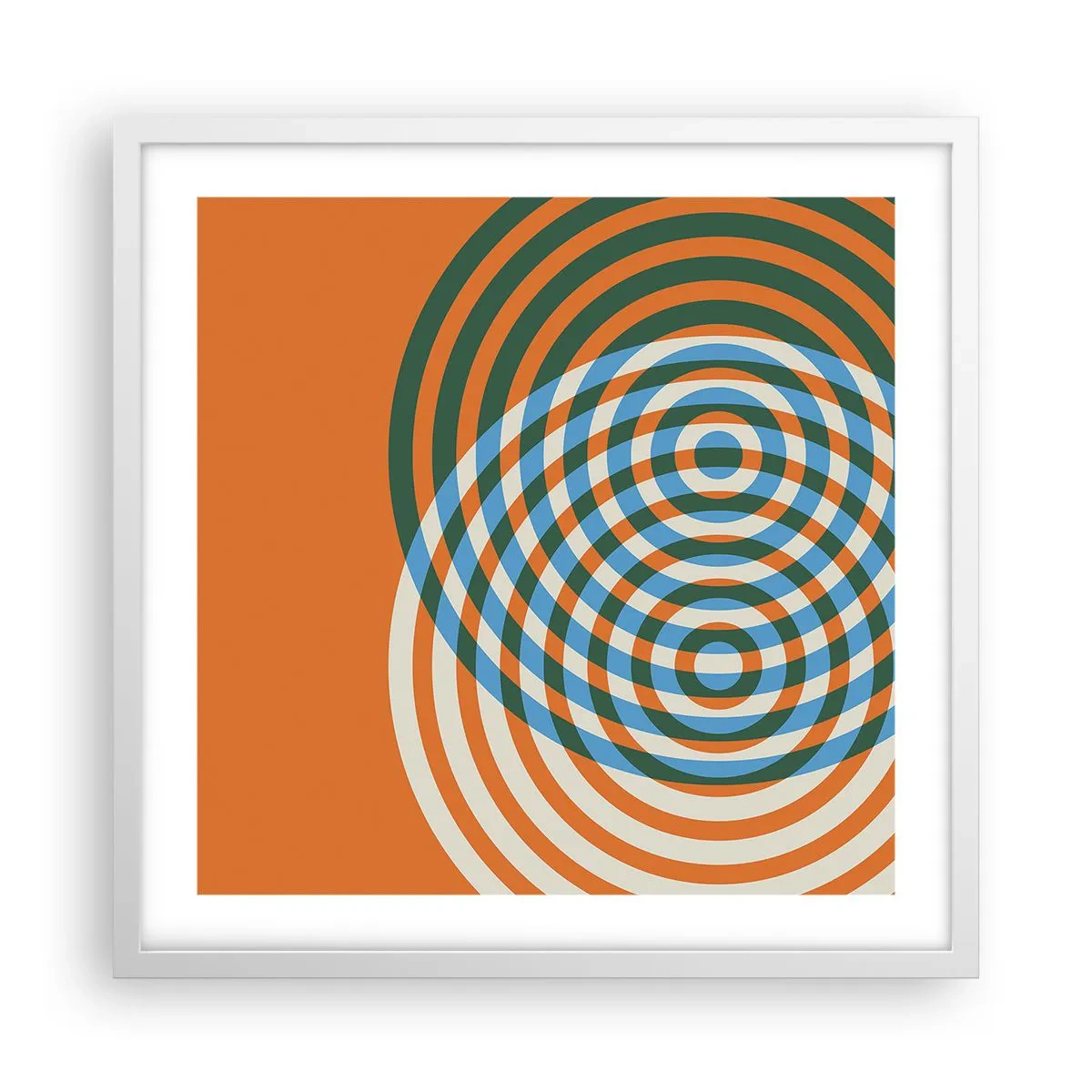 Poster în ramă albă - Variație circulară abstractă - 50x50 cm