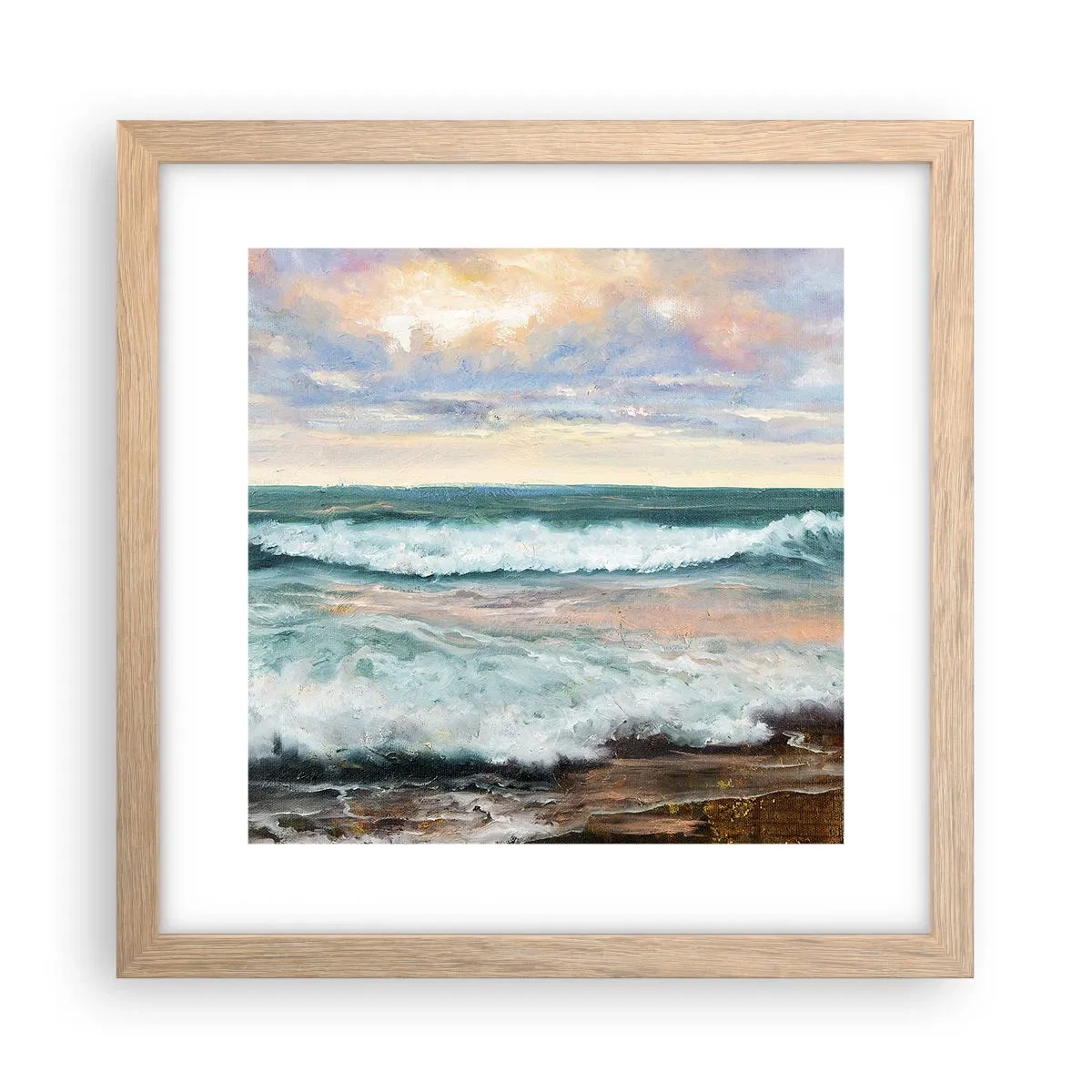 Poster în ramă de stejar deschis - Aici îți vei alina sufletul - 30x30 cm