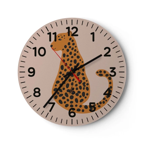 Ceas de perete - Ceas pe sticlă - Modelul leopard este tot timpul la modă - 30x30 cm
