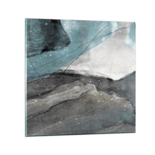 Tablou pe sticlă - Abstracție: roci și gheață - 30x30 cm