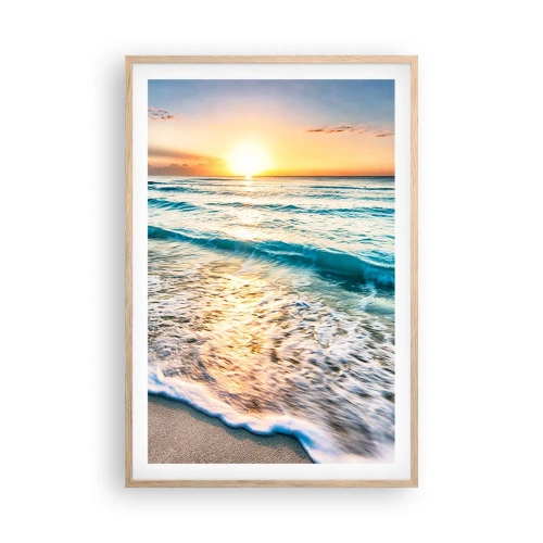Poster în ramă de stejar deschis - Priveliștea cu apus de soare - 61x91 cm