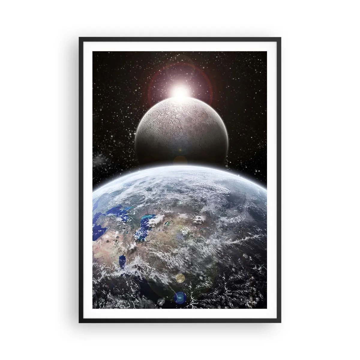 Poster în ramă neagră - Peisaj cosmic - răsărit de soare - 70x100 cm
