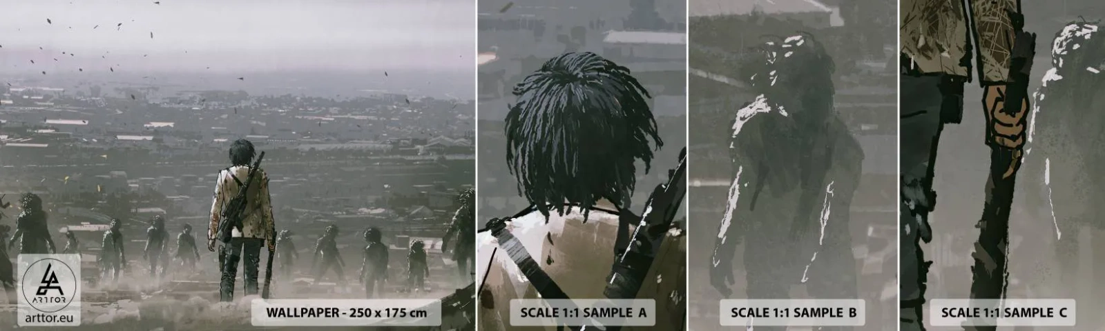 Mostră tapet autocolant Deluxe Sticker - Ultimul om în picioare? - Abstracția, Fantezie, Armată - 100x30 cm