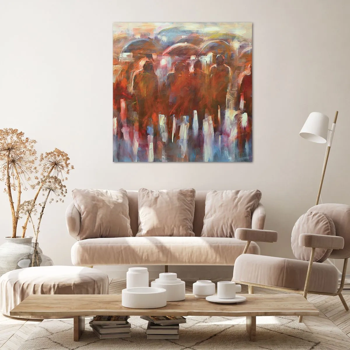 Tablou pe pânză - Egali în ploaie și ceață - 60x60 cm