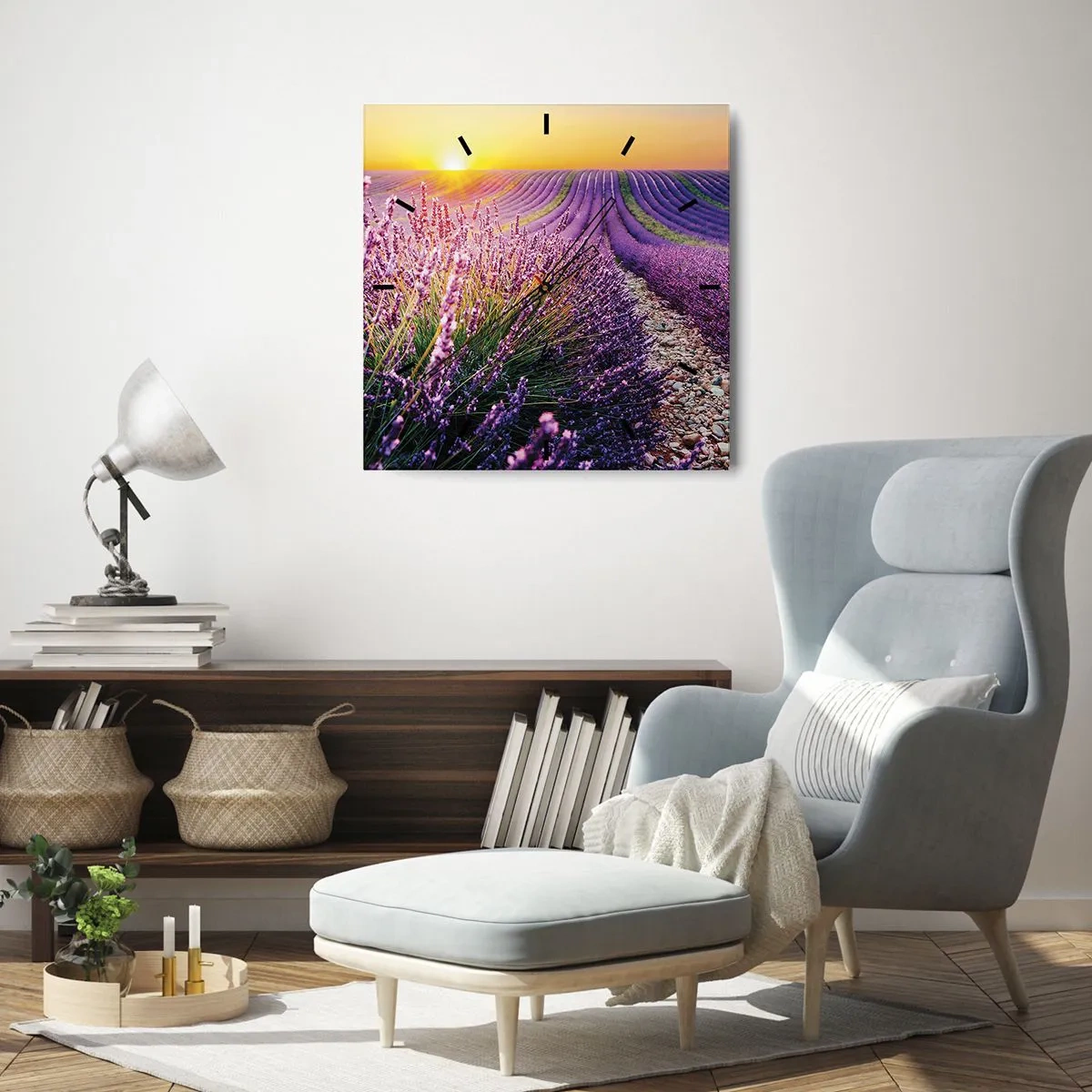 Ceas de perete - Ceas pe sticlă - Câmpul parfumat - 40x40 cm