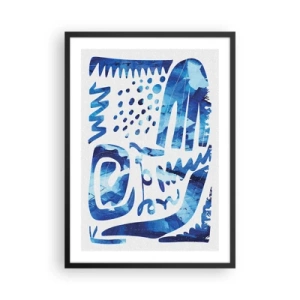Poster în ramă neagră - Abstracție modernă în nuanțe de albastru - 50x70cm - Înapoi la rădăcini - Decorațiune modernă pentru perete pentru living și dormitor ARTTOR