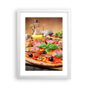 Poster în ramă albă - Cu o adevărată aromă italiană - 30x40 cm