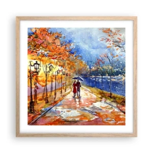 Poster în ramă de stejar deschis - Împreună până la limita de timp - 50x50 cm