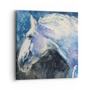 Tablou pe pânză - Portret într-o strălucire albastră - 40x40 cm