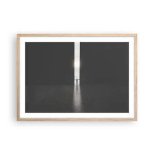 Poster în ramă de stejar deschis - Un pas spre un viitor luminos - 70x50 cm