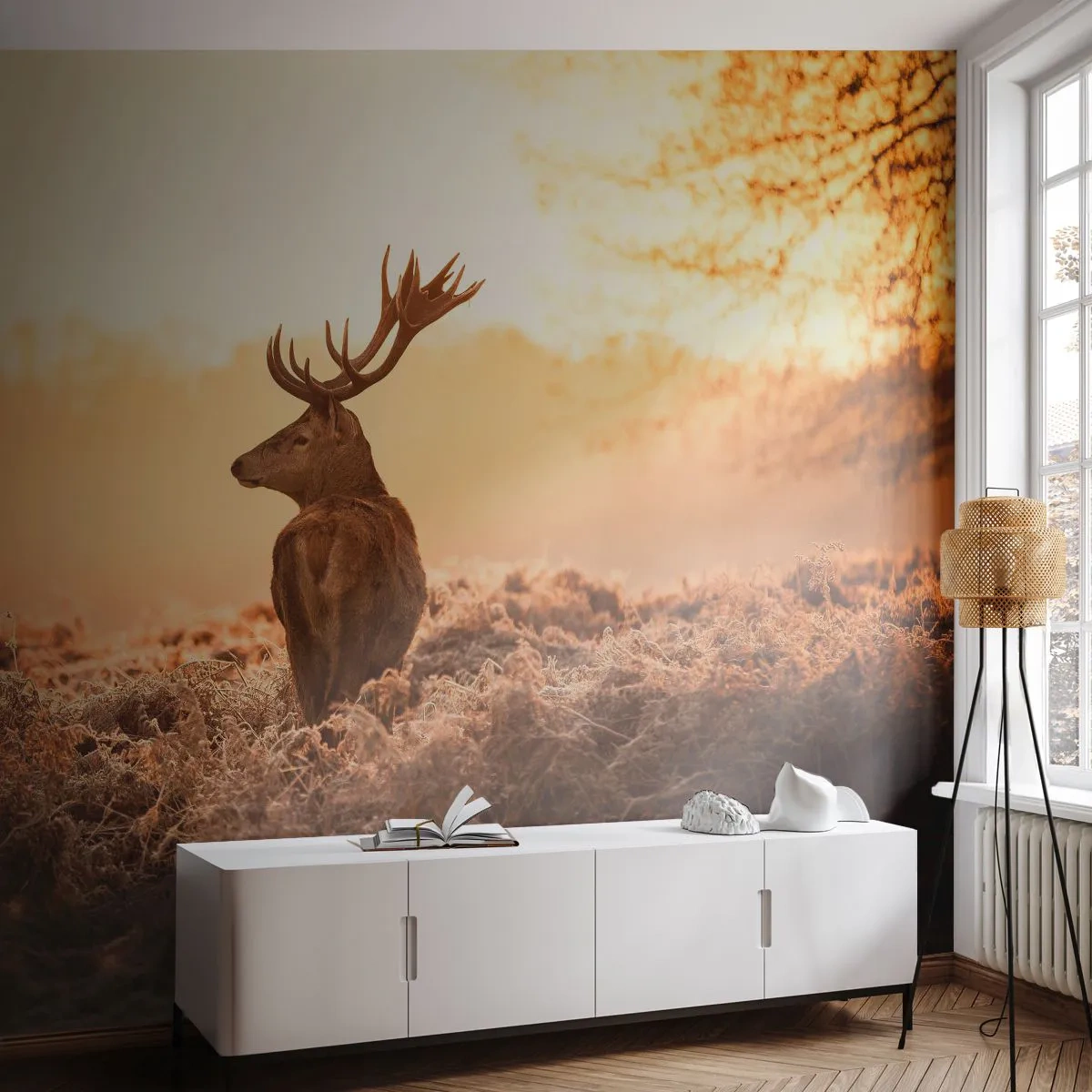 Tapet Autoadeziv Deluxe Sticker - Stăpânul conacului - Peisaj, Cerb, Animale - 250x175 cm