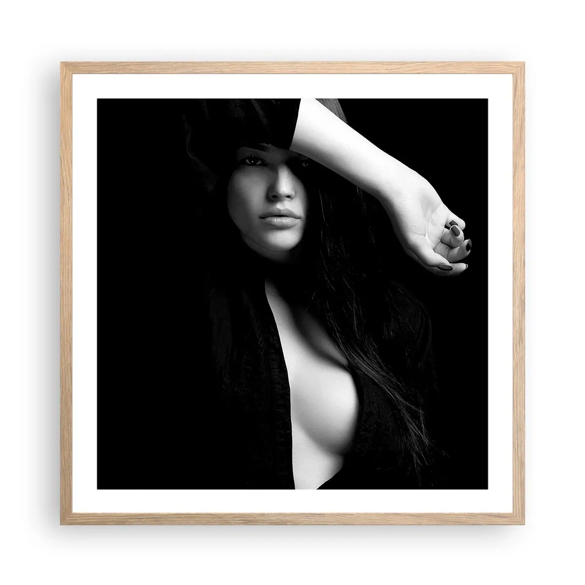 Poster în ramă de stejar deschis - Școala de seducție - 60x60 cm