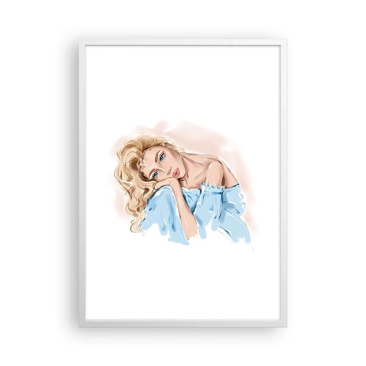 Poster în ramă albă - Scufundată în vis albastru - 50x70 cm