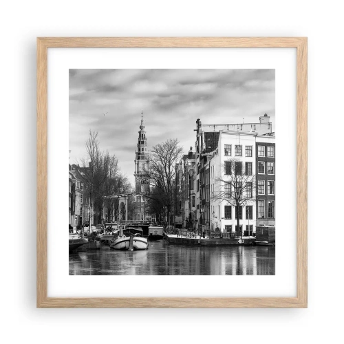 Poster în ramă de stejar deschis - Amsterdam vibes - 40x40 cm