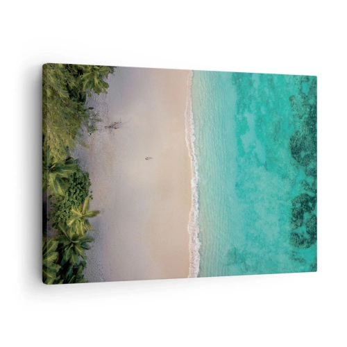 Tablou pe pânză Canvas - Vedere aeriană a unei plaje tropicale cu apă turcoaz - 70x50cm - Plaja din paradis - Decorațiune modernă pentru perete pentru living și dormitor ARTTOR