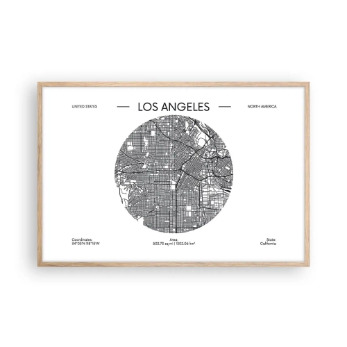 Poster în ramă de stejar deschis - Anatomia Los Angeles - 91x61 cm