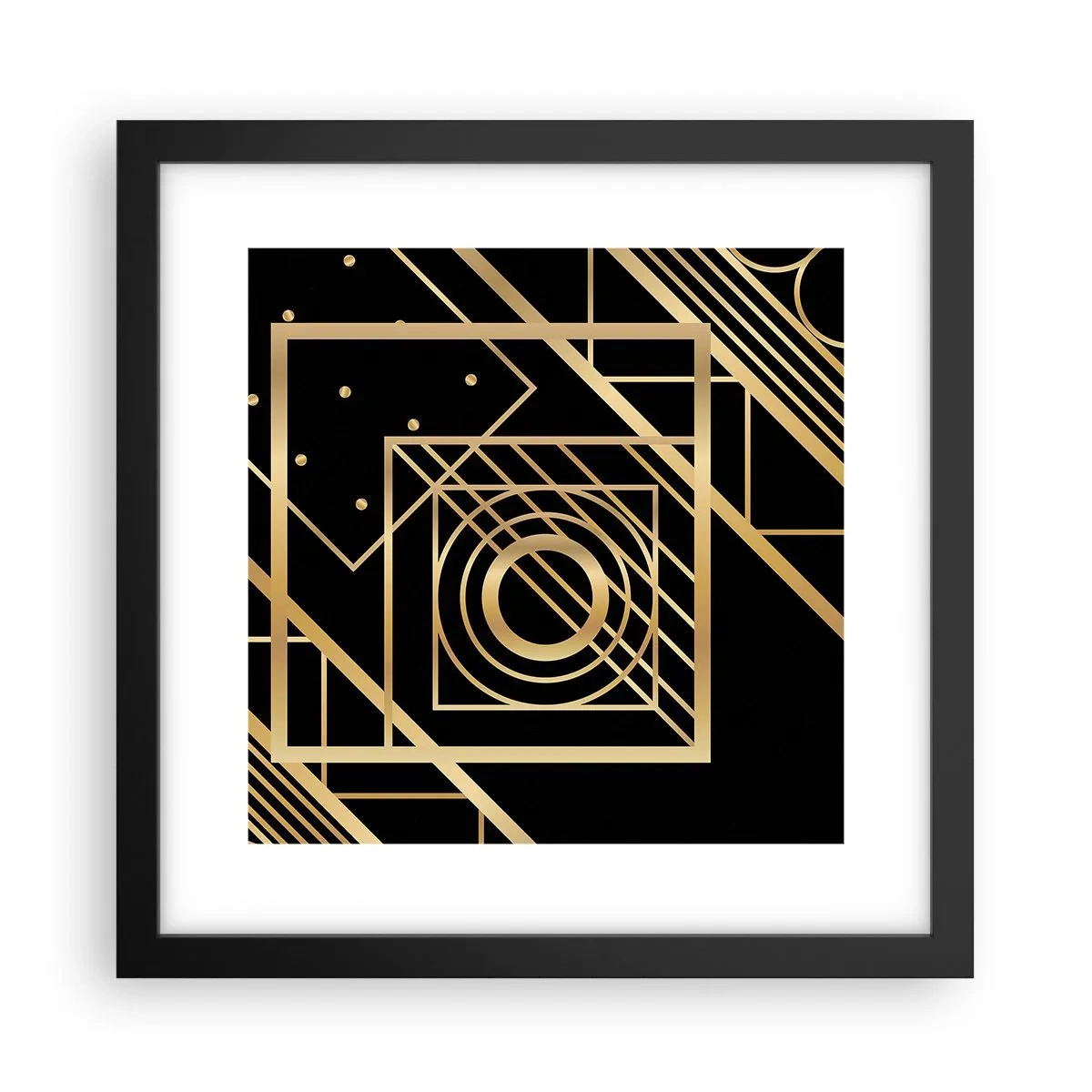 Poster în ramă neagră - Geometrie de aur - 30x30 cm