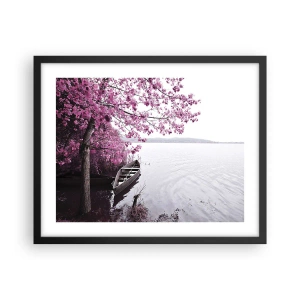 Poster în ramă neagră - În tăcerea roz - 50x40 cm