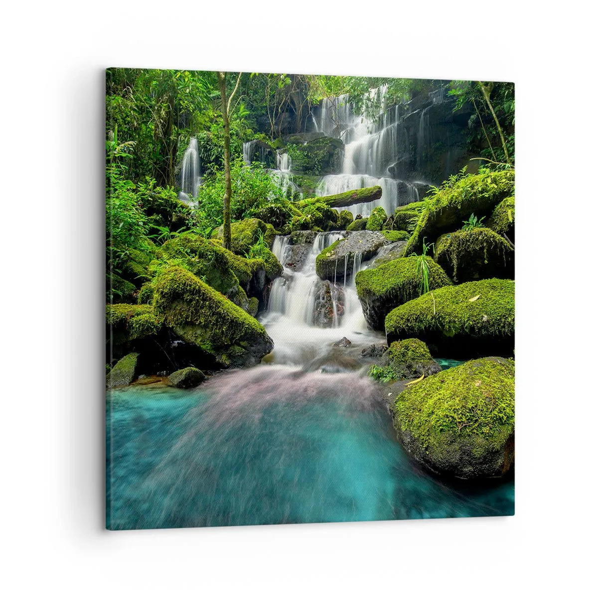 Tablou pe pânză - Turcoaz, safir și argint lichid - 50x50 cm