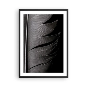 Poster în ramă neagră - O abordare minimalistă a unei pene în alb și negru - 50x70cm - Pana - o construcție minunată - Decorațiune modernă pentru perete pentru living și dormitor ARTTOR