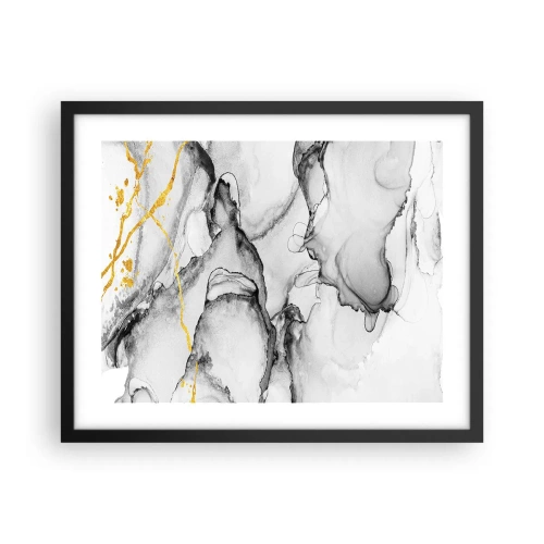 Poster în ramă neagră - Compoziție cu motiv auriu - 50x40 cm