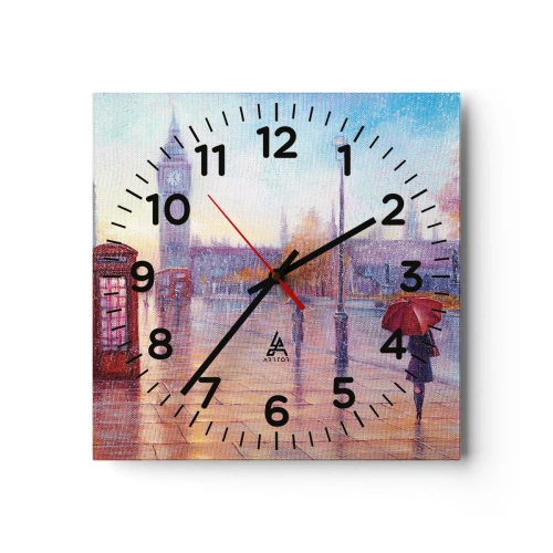 Ceas de perete - Ceas pe sticlă - O zi de toamnă londoneză - 40x40 cm