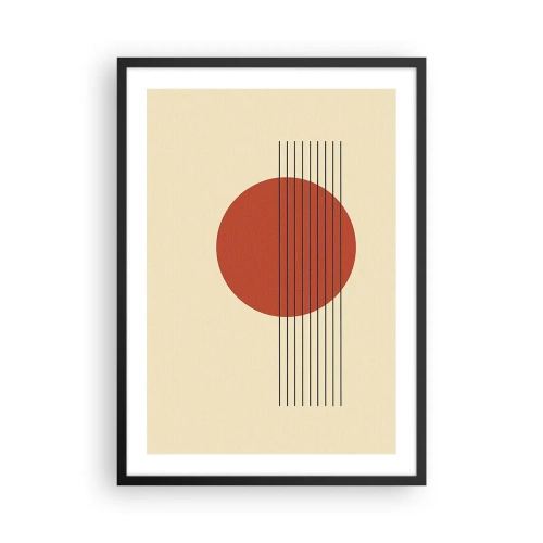 Poster în ramă neagră - Compoziție geometrică cu un cerc roșu - 50x70cm - În continuare - Decorațiune modernă pentru perete pentru living și dormitor ARTTOR