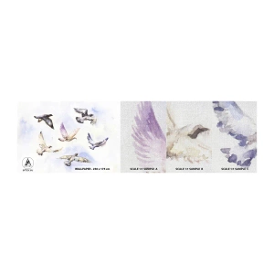 Mostră tapet Premium Canvas - Libertatea în gri și albastru - Păsări, Grafică, Bucată - 100x30 cm