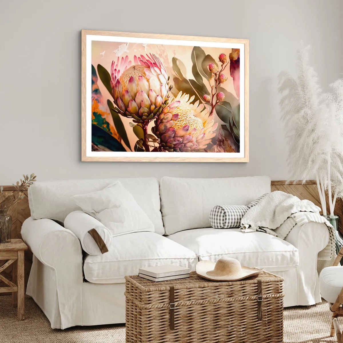 Poster în ramă de stejar deschis - Îmbrățișare cu tandrețe - 70x50 cm