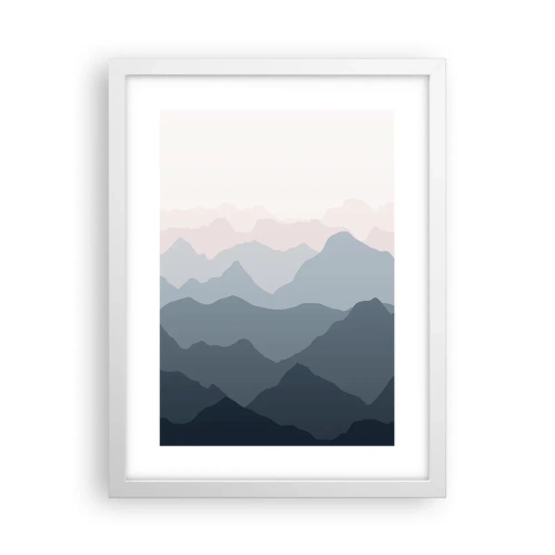 Poster în ramă albă - Valuri de munți - 30x40 cm