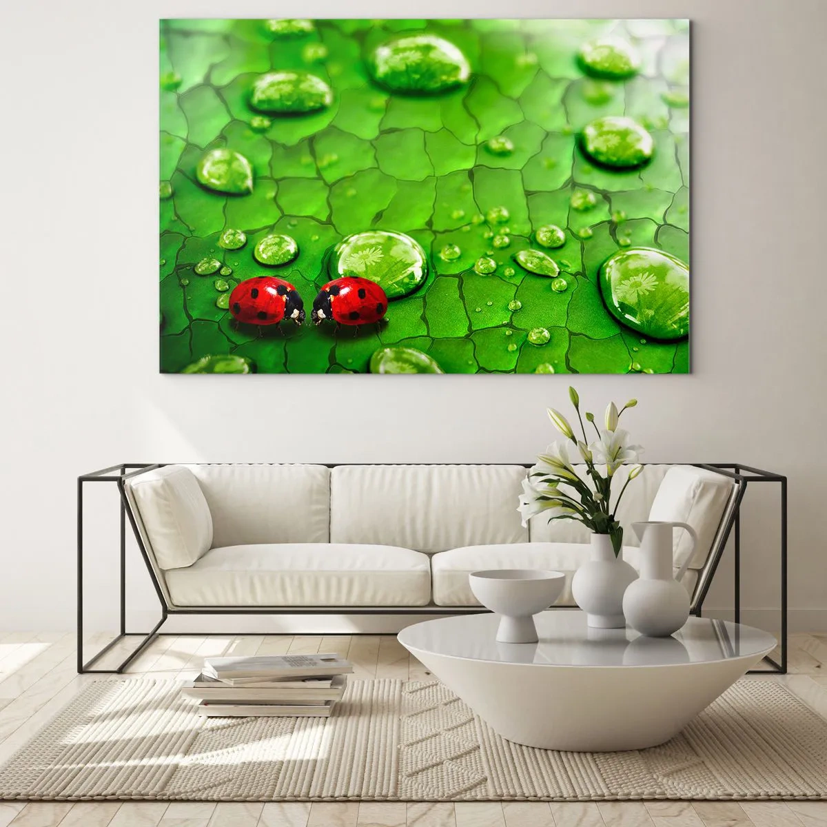 Tablou pe sticlă - Întâlnire în verde - 120x80 cm