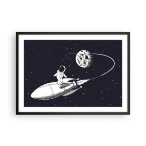 Poster în ramă neagră - Surfer spațial - 70x50 cm