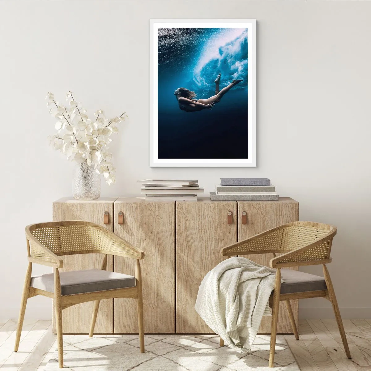 Poster în ramă albă - Sirena modernă - 70x100 cm