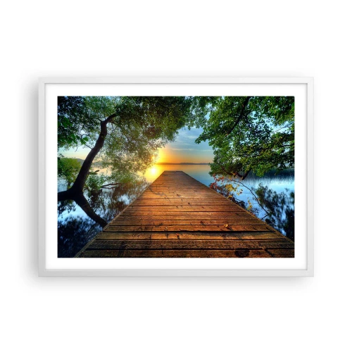 Poster în ramă albă - Nu te grăbi, stai jos - 70x50 cm