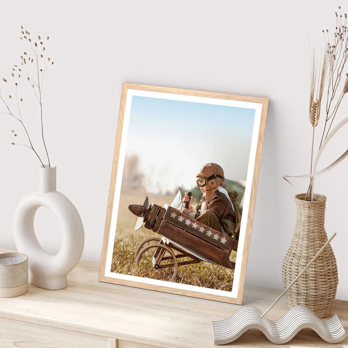 Poster în ramă de stejar deschis - Porniți spre vis - 70x100 cm