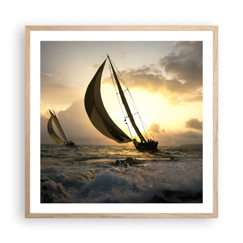 Poster în ramă de stejar deschis - Vânt în jos și în sus - 60x60 cm