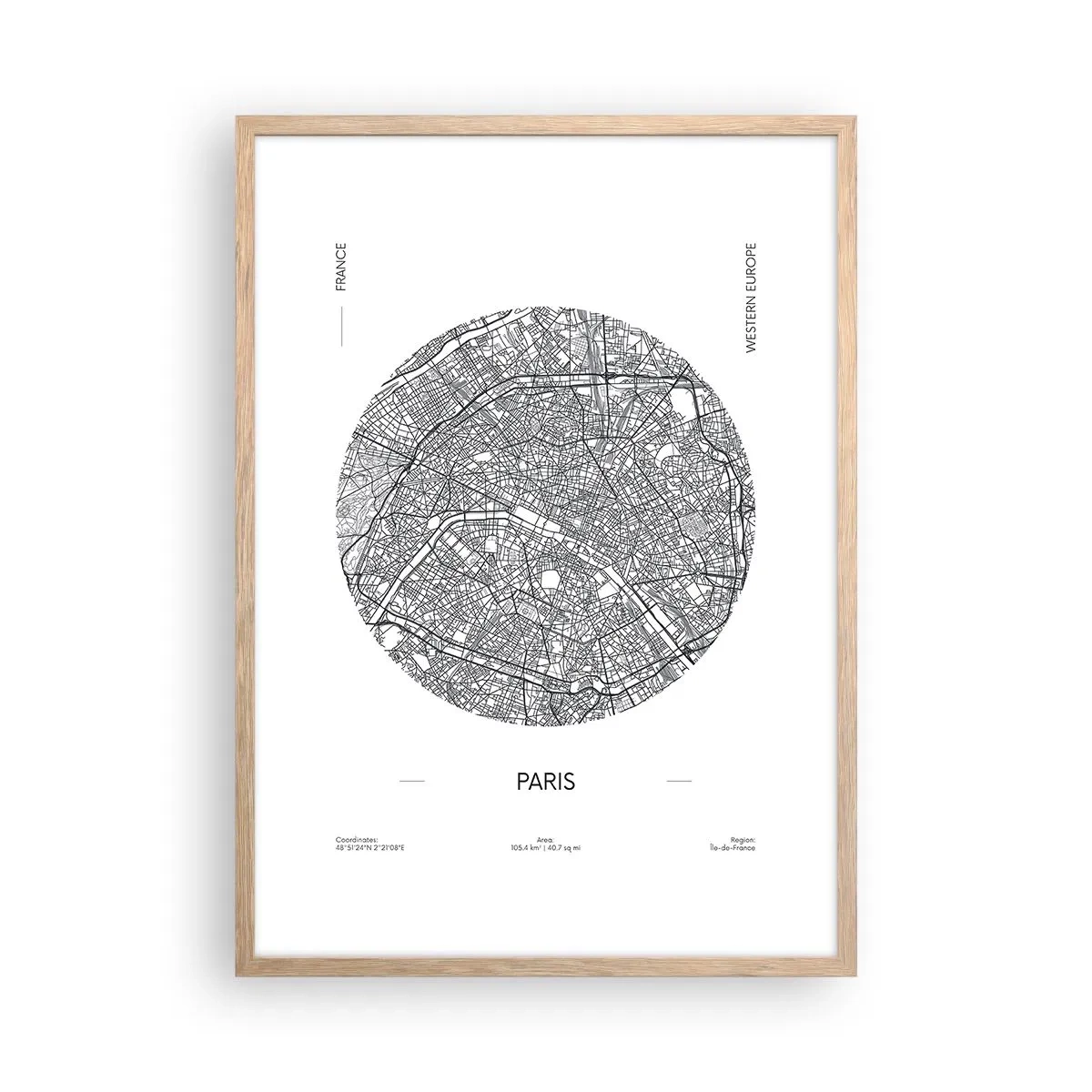 Poster în ramă de stejar deschis - Anatomia Parisului - 50x70 cm
