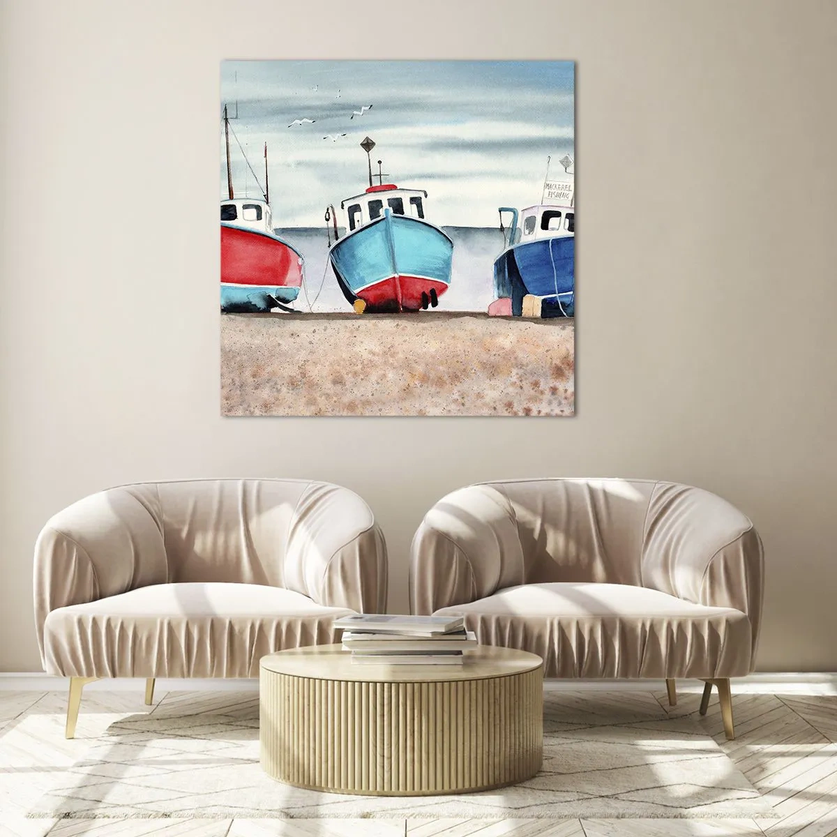 Tablou pe sticlă - Gata pentru pescuit - 70x70 cm