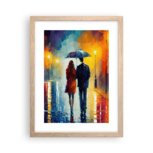 Poster în ramă de stejar deschis - Împreună - o noapte plină de culoare - 30x40 cm