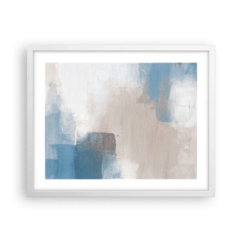 Poster în ramă albă - Abstracție roz în spatele unui voal de albastru - 50x40 cm