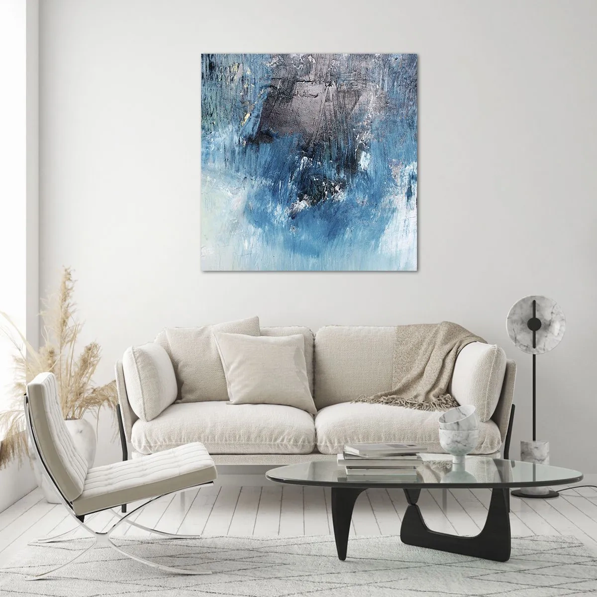 Tablou pe sticlă - Rapsodie albastră - 40x40 cm